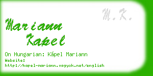mariann kapel business card