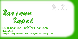 mariann kapel business card